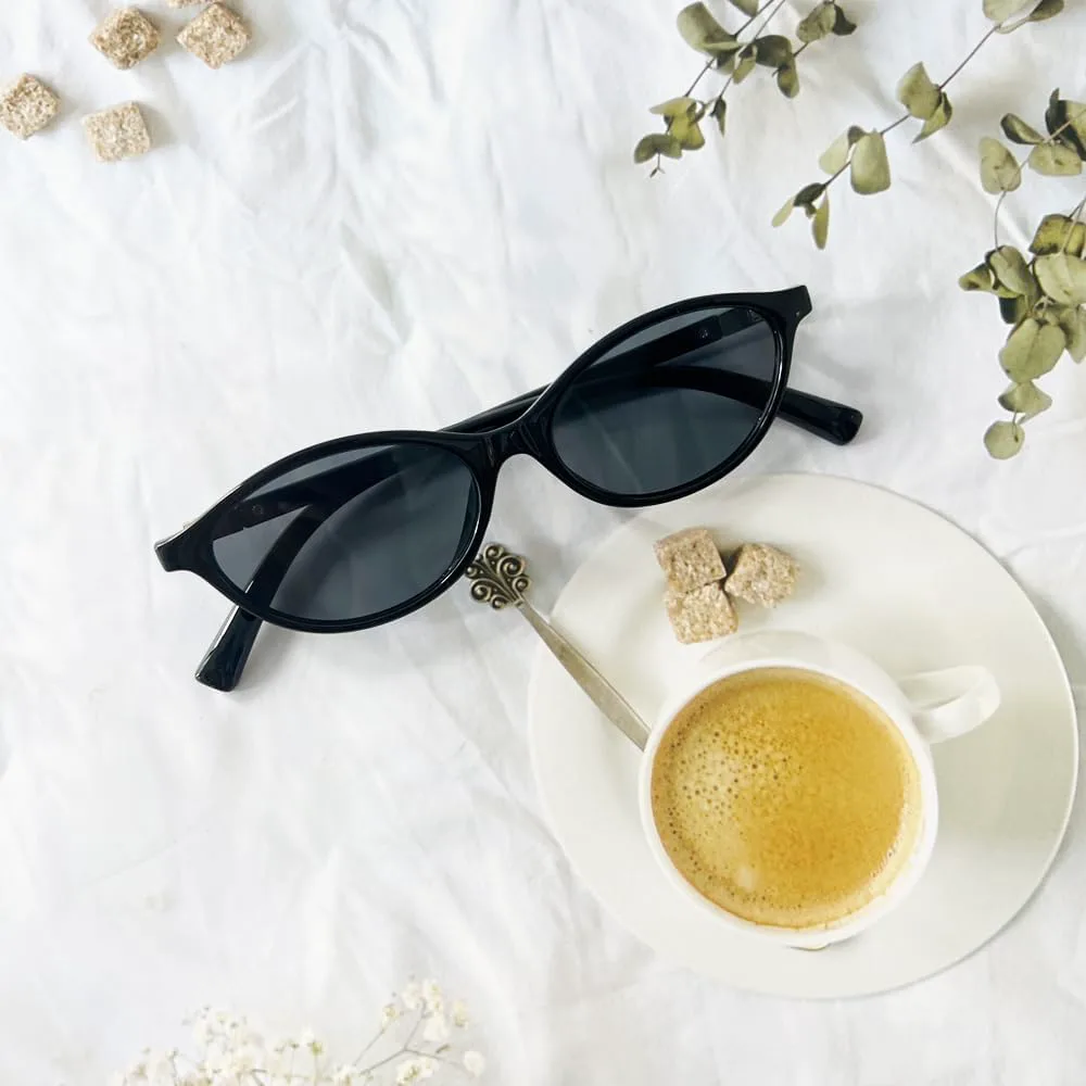 

Солнцезащитные очки OZPYKAE в стиле ретро, ​​овальные, для женщин и мужчин, легкие, маленькие, узкие, в стиле 90-х, модные, с защитой от УФ-излучения, Black+pink