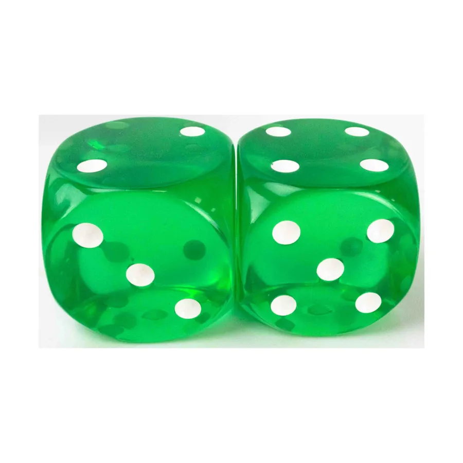 

d6 2,75 дюйма Зеленый с белым (2), Dice & Supplies (Unidentifiable Publisher)