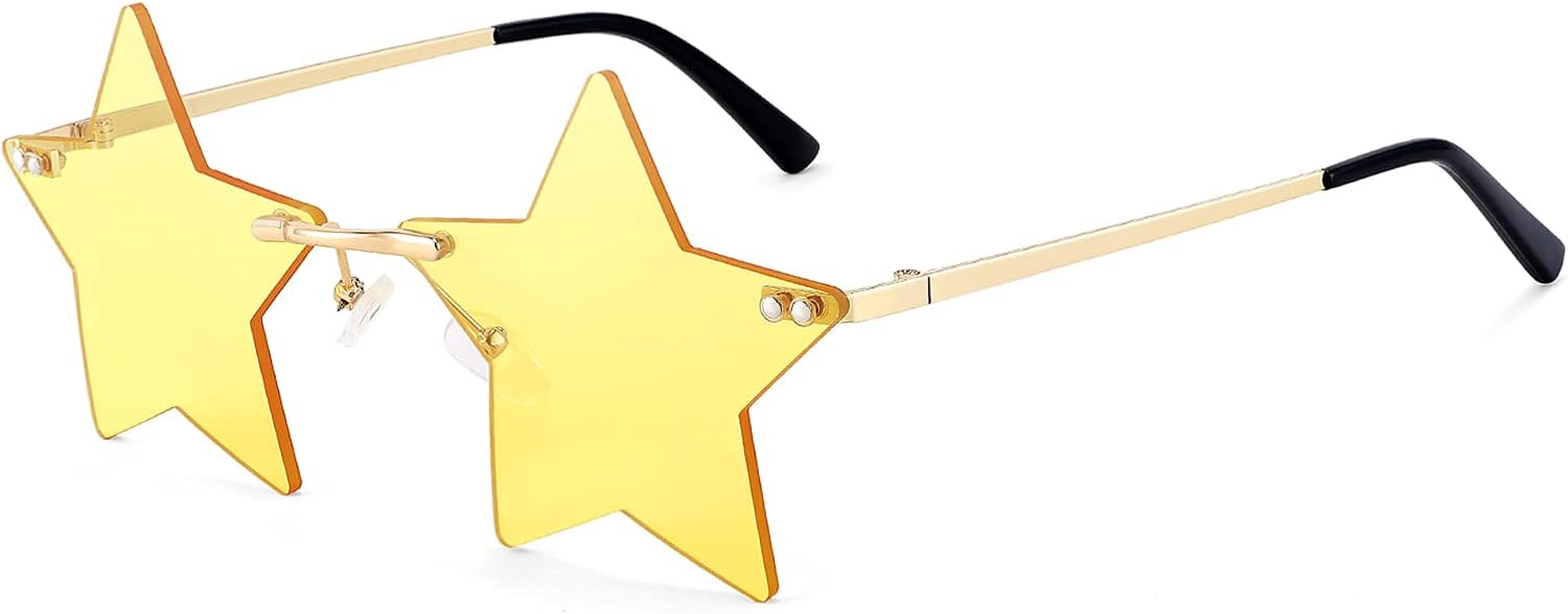 

Солнцезащитные очки FEISEDY без оправы в форме звезды, женские и мужские, с индивидуальным дизайном, в форме пентаграммы, для вечеринок, модные, ярких цветов, артикул B2833, 005 Yellow Lens