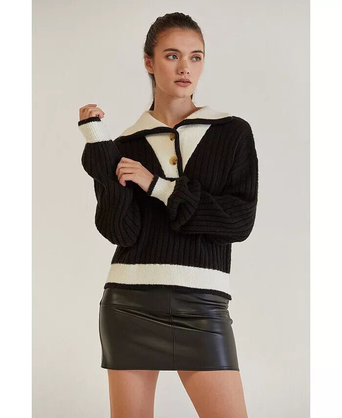 

Женский свитер Iris Funnel Neck Contrast CRESCENT, черный