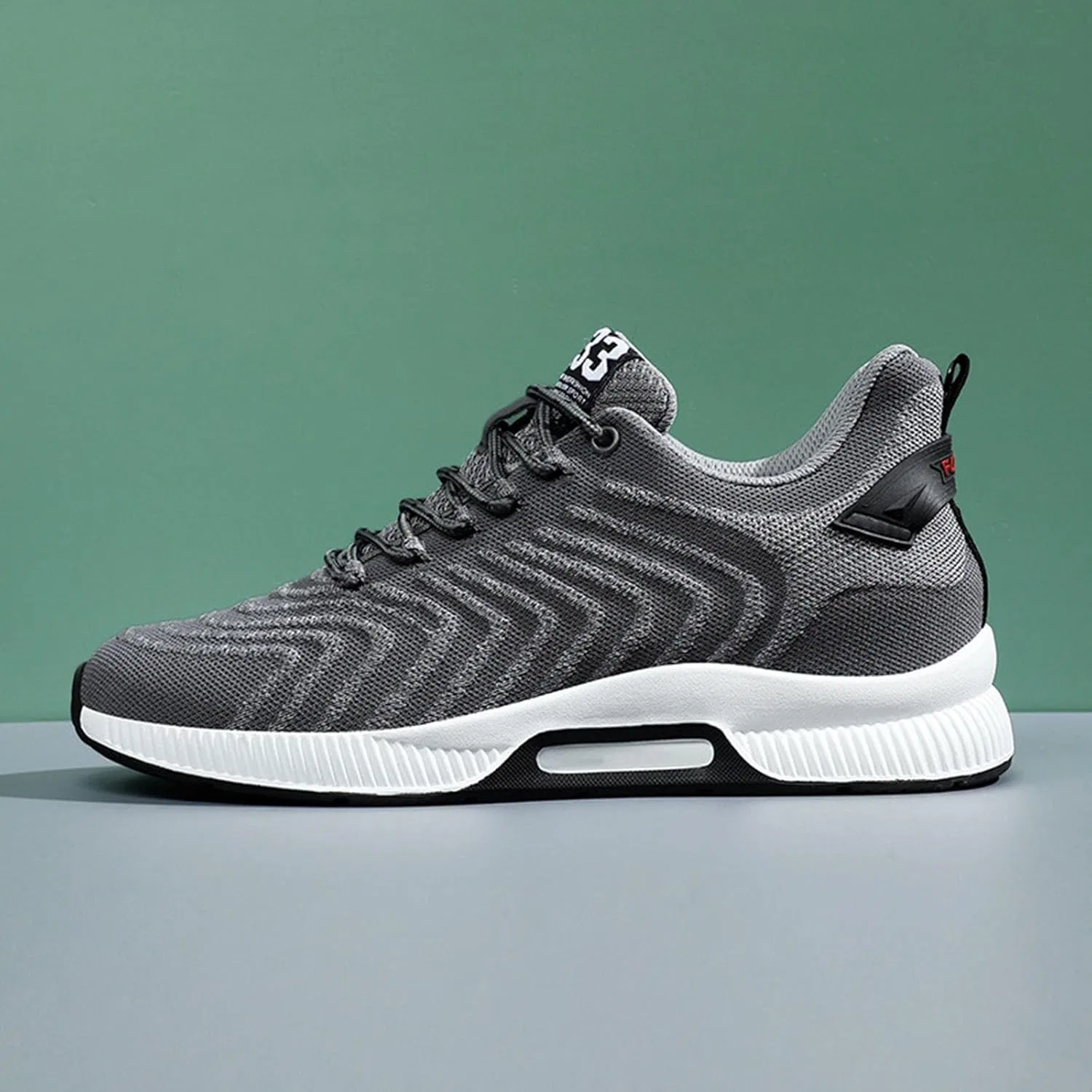 Кроссовки Paar Herrenschuhe mit Erhöhung, lässige Mesh-Sneaker, leichte, atmungsaktive Sportschuhe zum Schnüren mit verstecktem Hebeabsatz für Männer, 10 cm Generic, Grau — фото 4