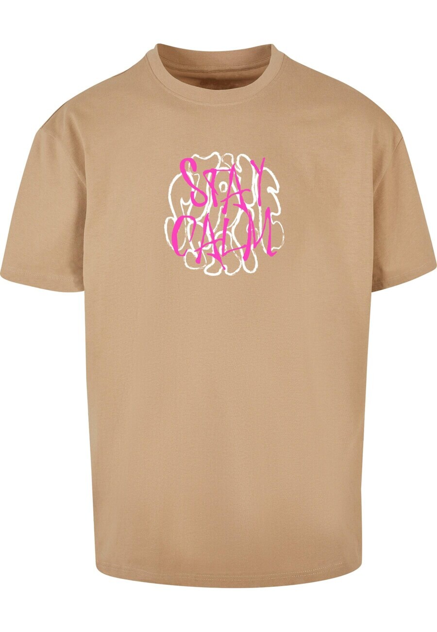

Классическая футболка Merchcode Shirt Stay Safe, бежевый