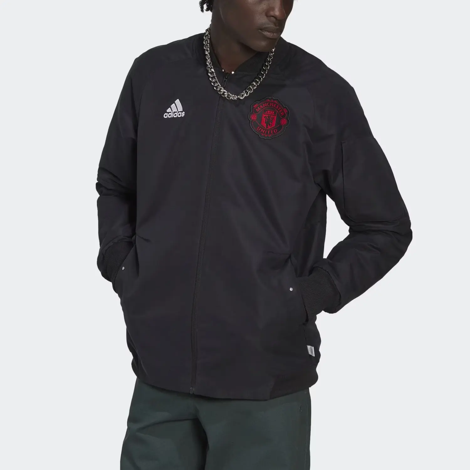 Adidas Куртка Manchester United 22/23 Travel для мужчин, черный — фото 3