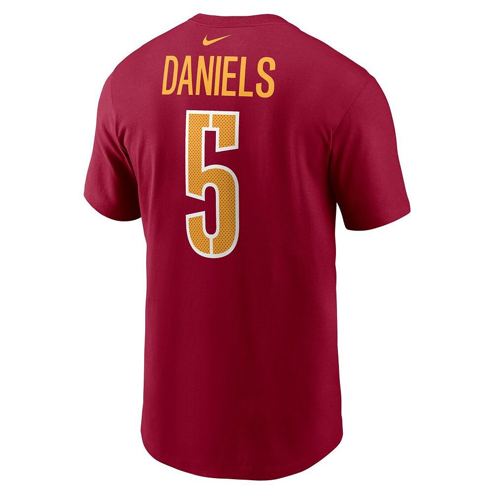 Мужская футболка Nike Jayden Daniels Burgundy Washington Commanders с именем и номером драфта НФЛ 2024 года, цвет Wft Med Re — фото 4