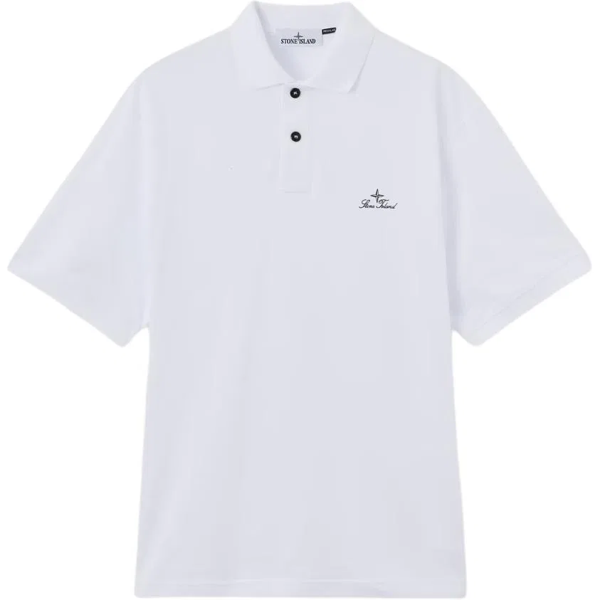 Поло с вышивкой логотипа STONE ISLAND, White