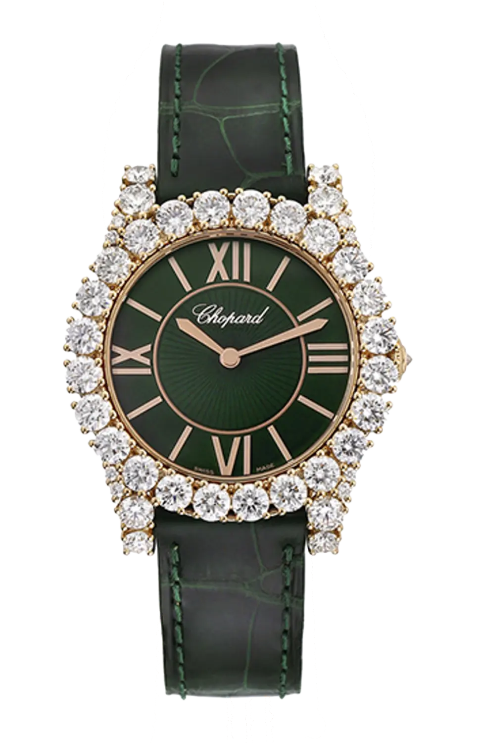 

Часы Chopard L'heure du diamant round medium с розовым золотом и бриллиантами 36 мм