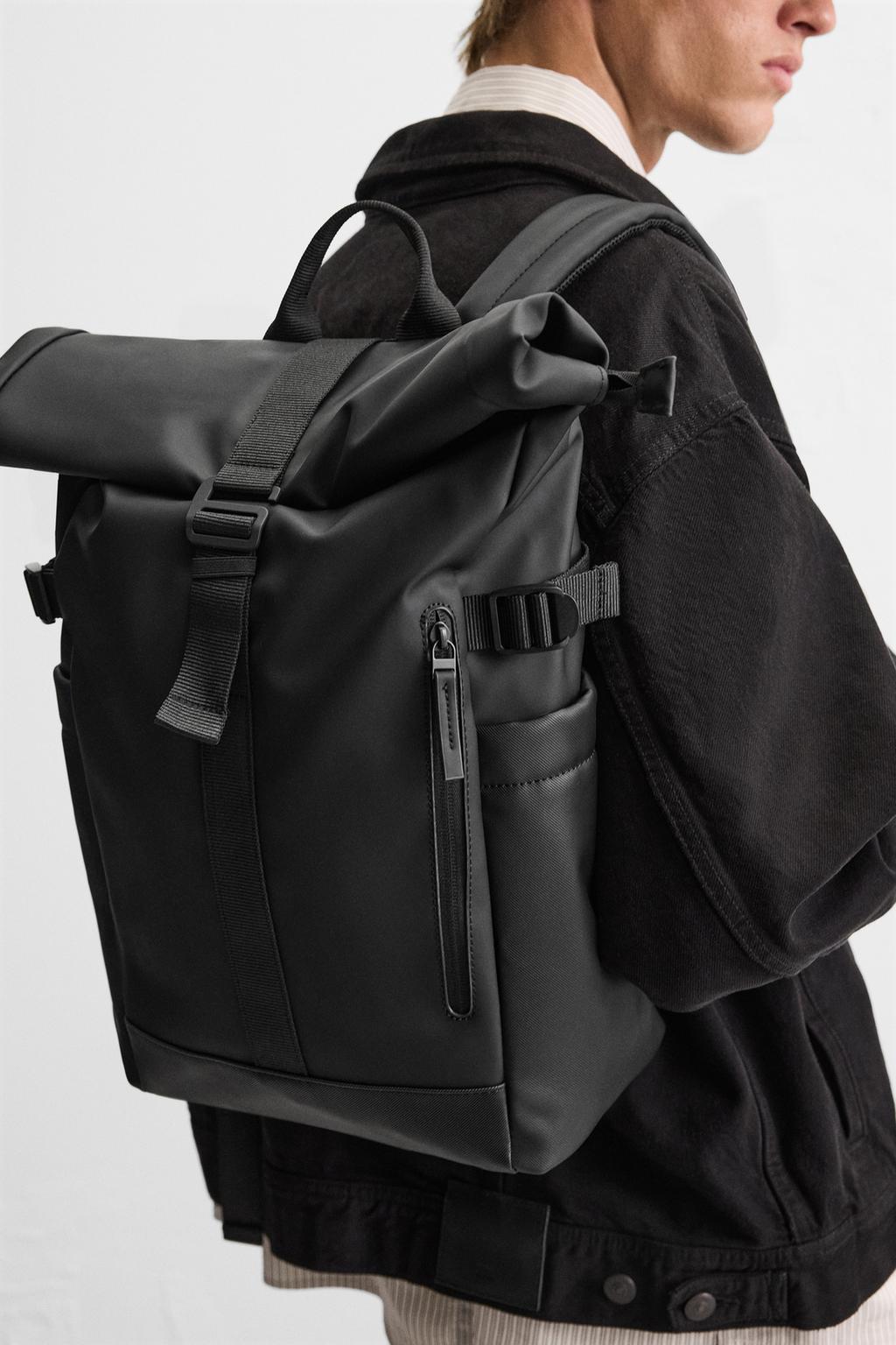 

Технический рюкзак с клапаном ZARA, черный