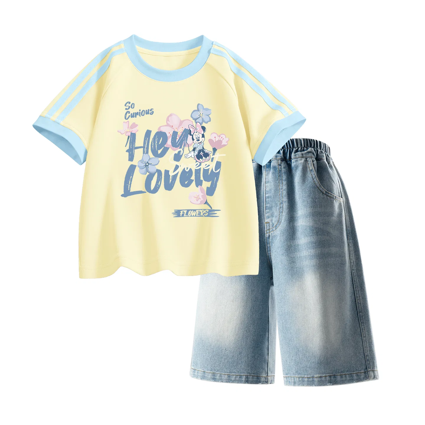 Детский спортивный костюм Casual Sportswear 2 Piece Set Disney, Di Light Honey Honey+Solid Color Denim Blue