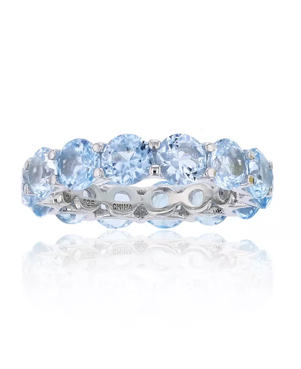 

Кольцо вечности из родированного серебра 925 пробы со светло-голубой шпинелью Macy'S, blue