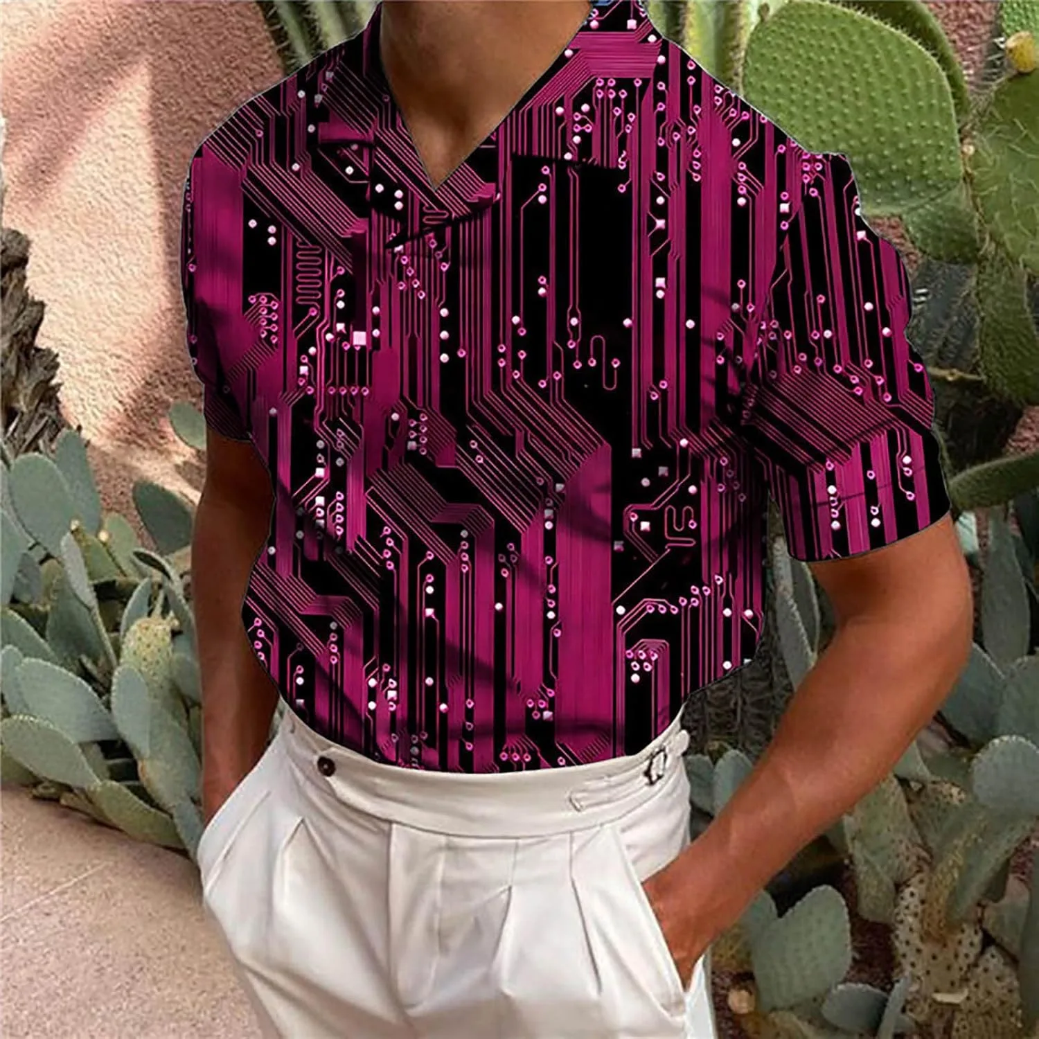 Мужская рубашка Casual Long Sleeve с принтом Circuit Board — фото 2