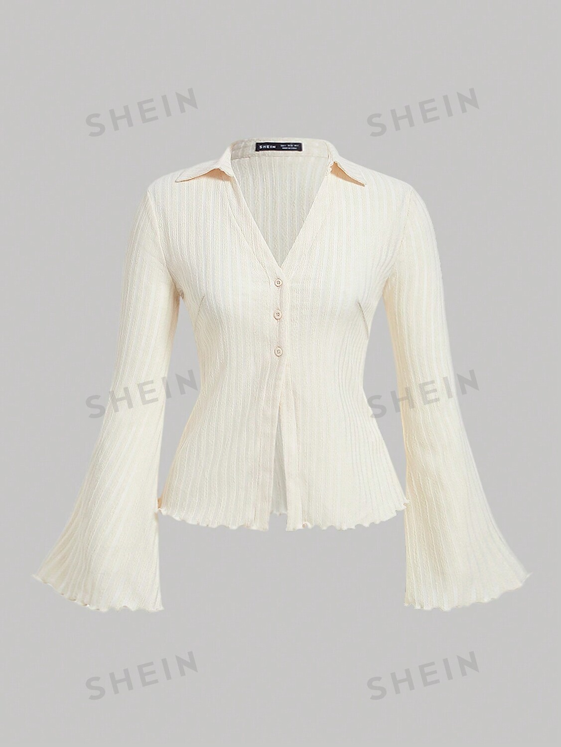 

MOD Женская рубашка больших размеров, волнистый край, костюмный воротник Shein, абрикосовый