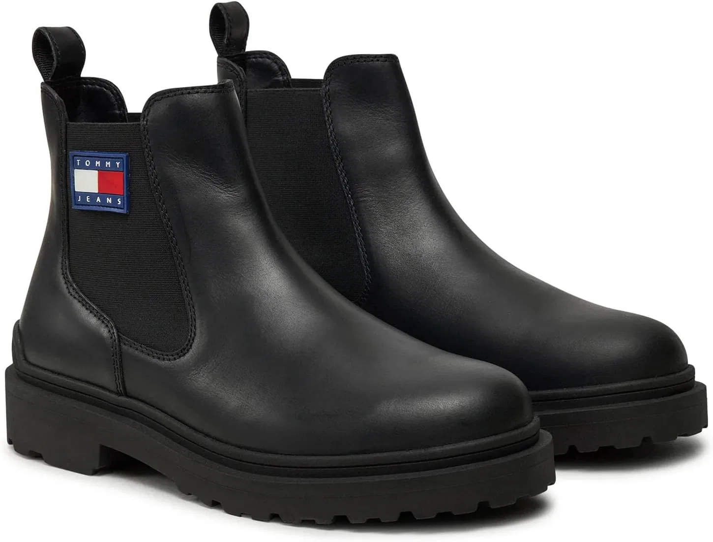 Мужские кожаные ботинки челси Tommy Jeans с логотипом, Black — фото 2