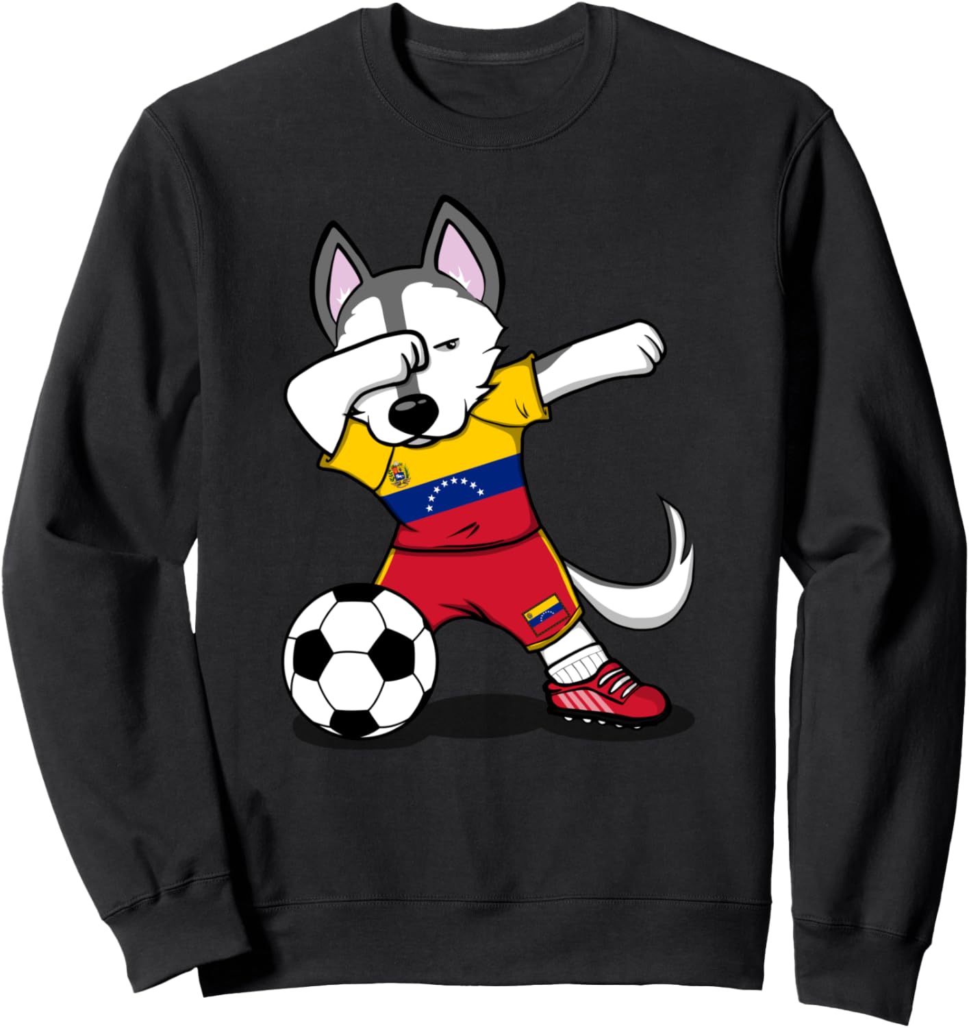 

Забавная толстовка с изображением хаски, танцующей даб, символика Венесуэлы, футбола и венесуэльского флага Teeisle Venezuela Football, черный