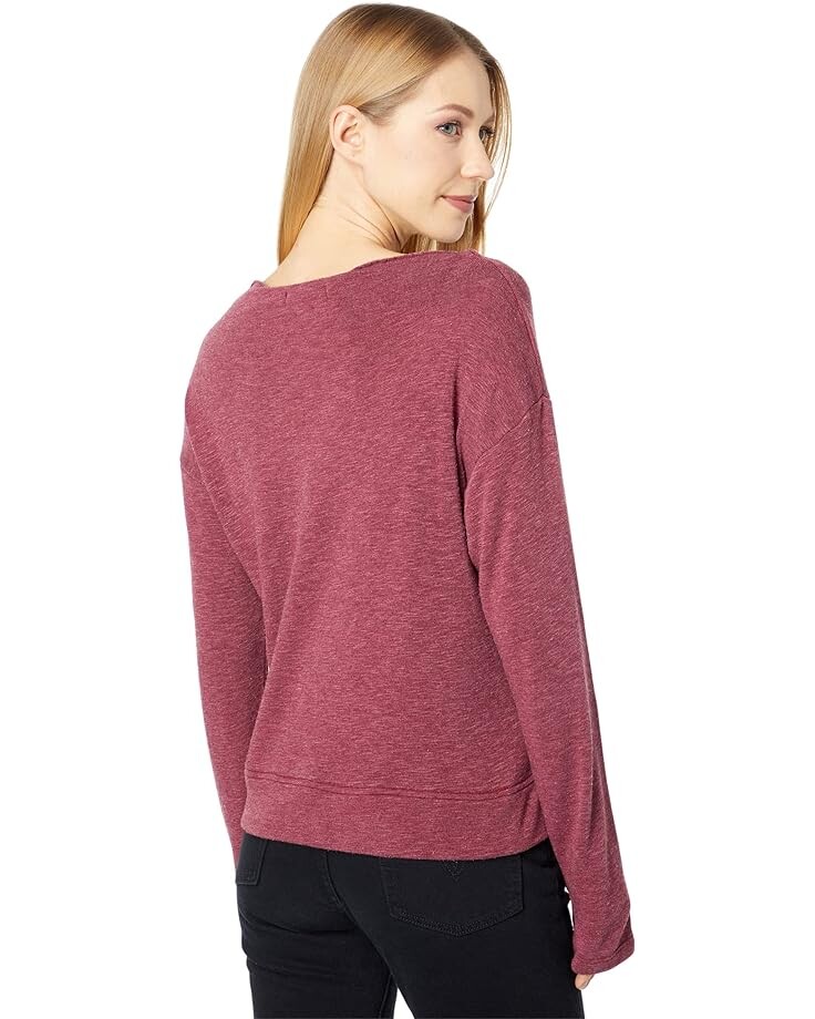 

Свитер Mod-o-doc Soft Slubby Terrycloth Long Sleeve Draped Mock Neck Pullover, цвет Garnet