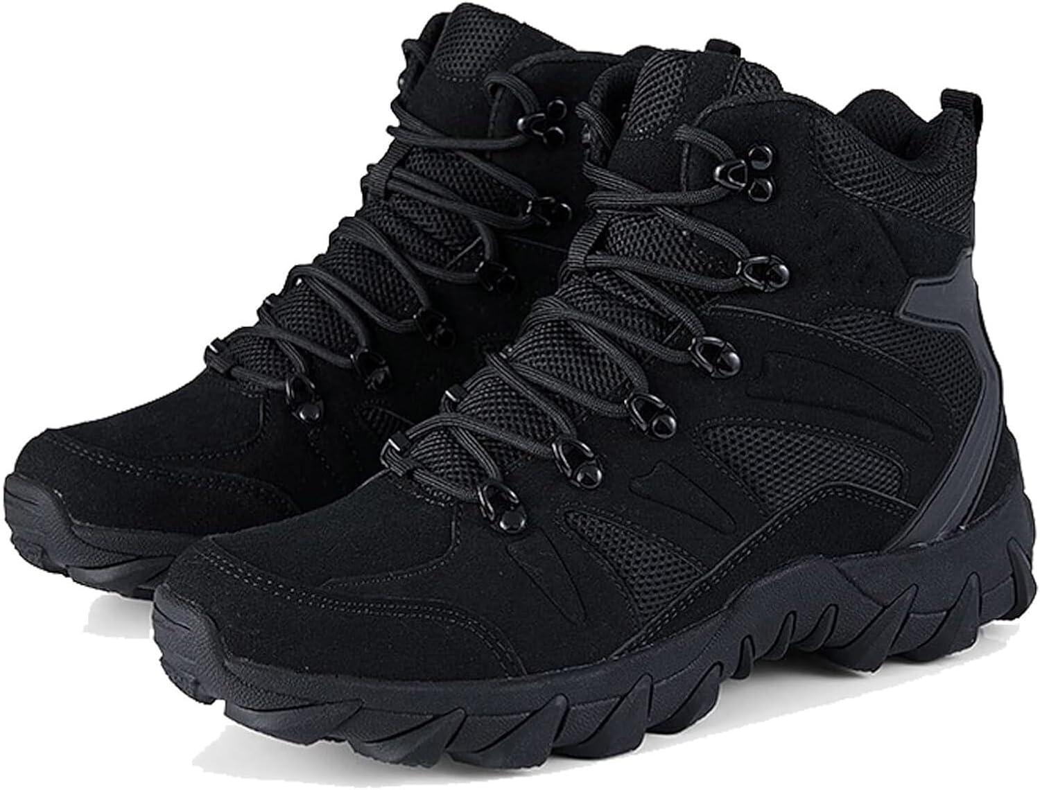 

Мужские военные тактические ботинки Водонепроницаемые Комфортные с круглым носком Нескользящие Износостойкие Замшевые походные ботинки Охотничьи ботинки Для треккинга и работы На шнуровке Дышащие Тактические ботинки для мужчин Generic, черный