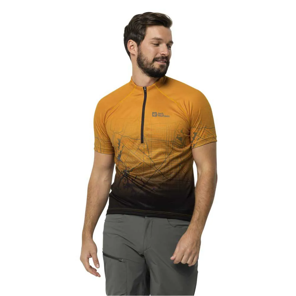 

Футболка Jack Wolfskin Morobbia Half Zip Print, оранжевый