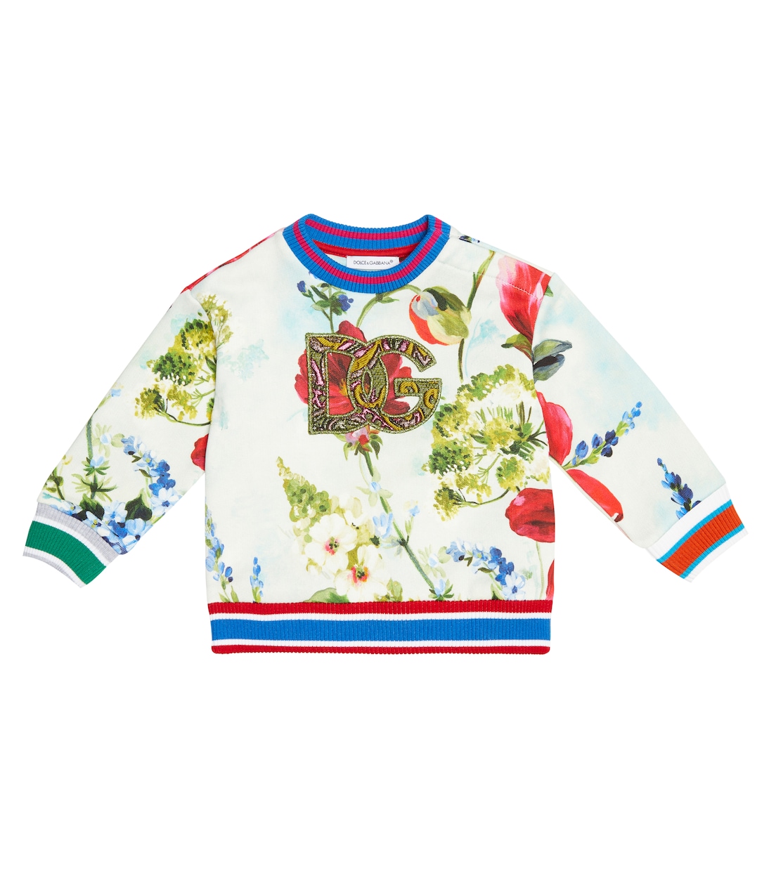 

Детская хлопковая толстовка с цветочным логотипом Dolce&Gabbana Kids, Giard.Pitt.Fdo Azzur