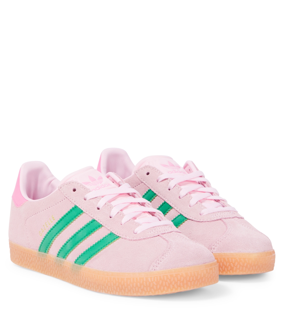 

Кроссовки из замши с отделкой из кожи Gazelle Adidas Originals Kids, Court Green/Bliss Pink