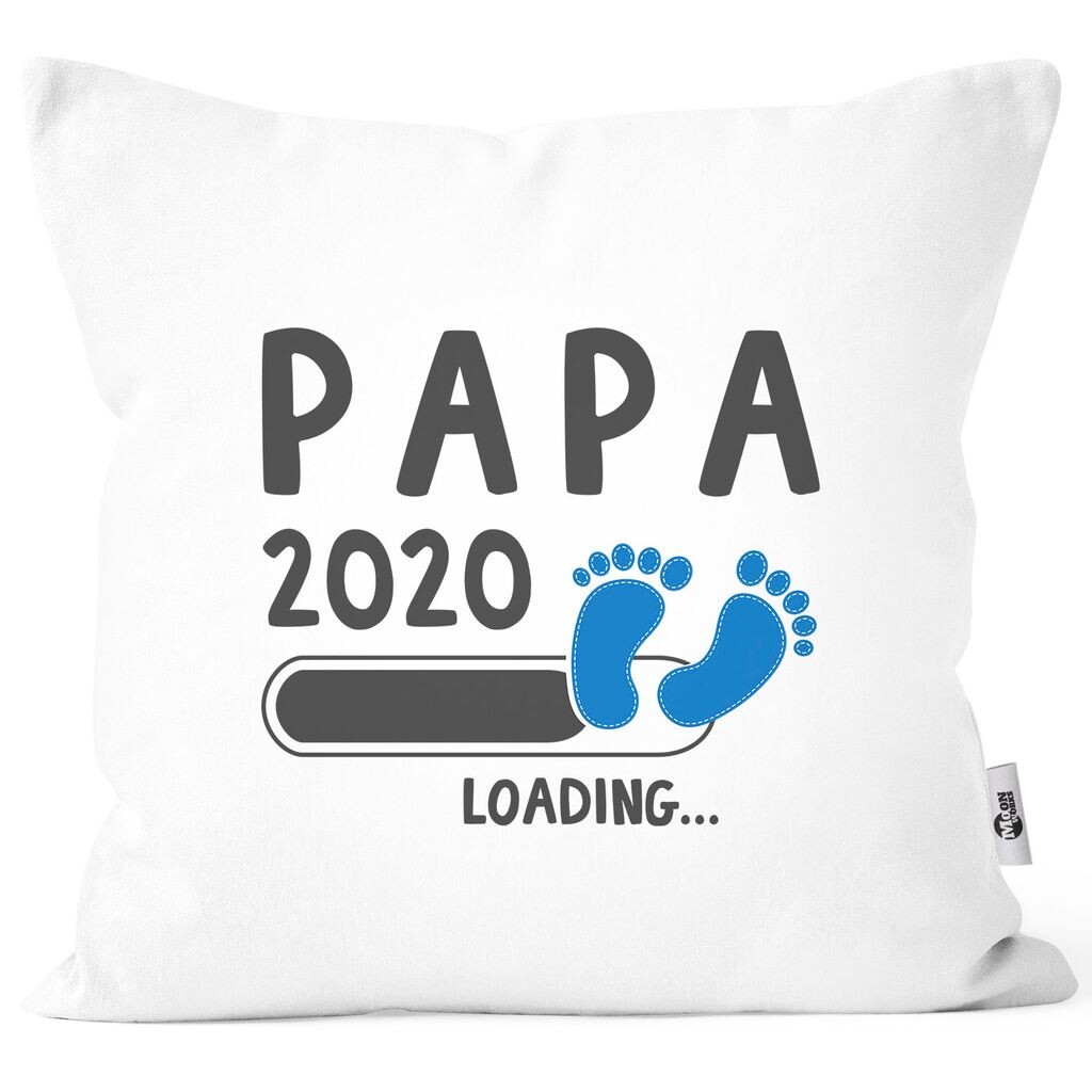 

Наволочка папа 2020 loading Подарочная подушка будущему папе хлопок подарок на рождение MoonWorks бело-синий униразмер