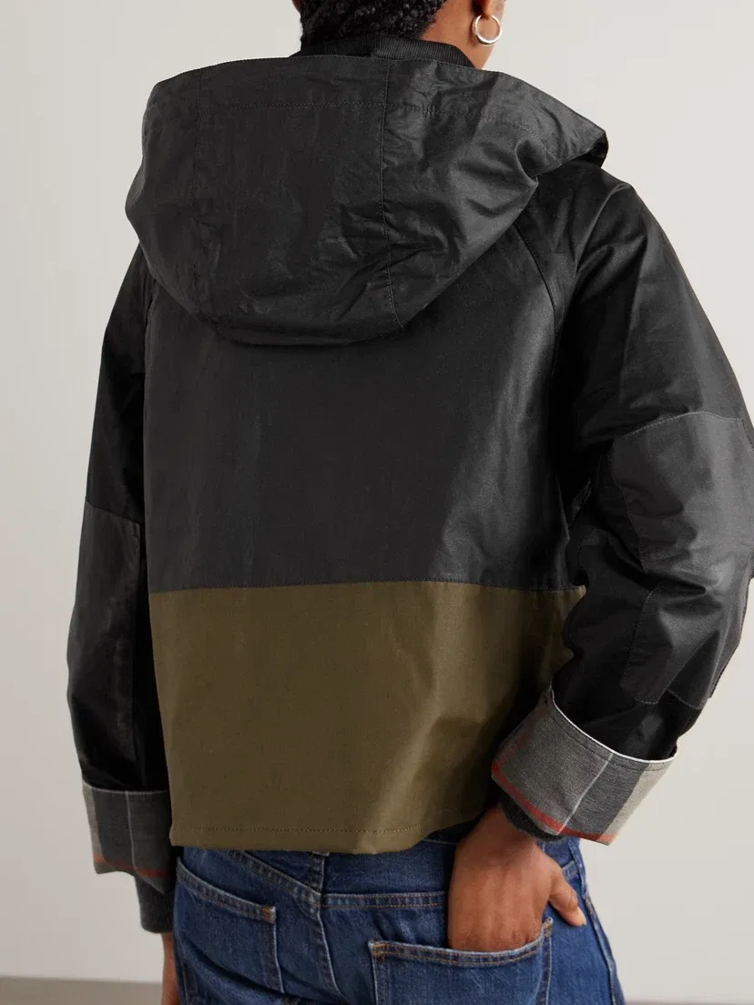 Вощеная куртка Liza с капюшоном и панелями Barbour, черный — фото 4