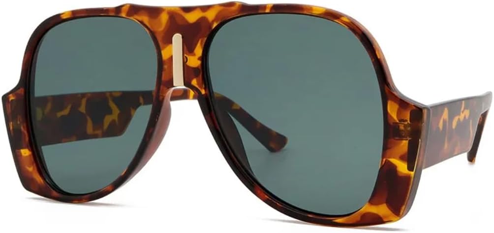 

Уникальные квадратные солнцезащитные очки для мужчин и женщин в винтажном стиле, роскошные, с защитой от УФ-излучения UV400, увеличенного размера UATXTAU, Leopard Green