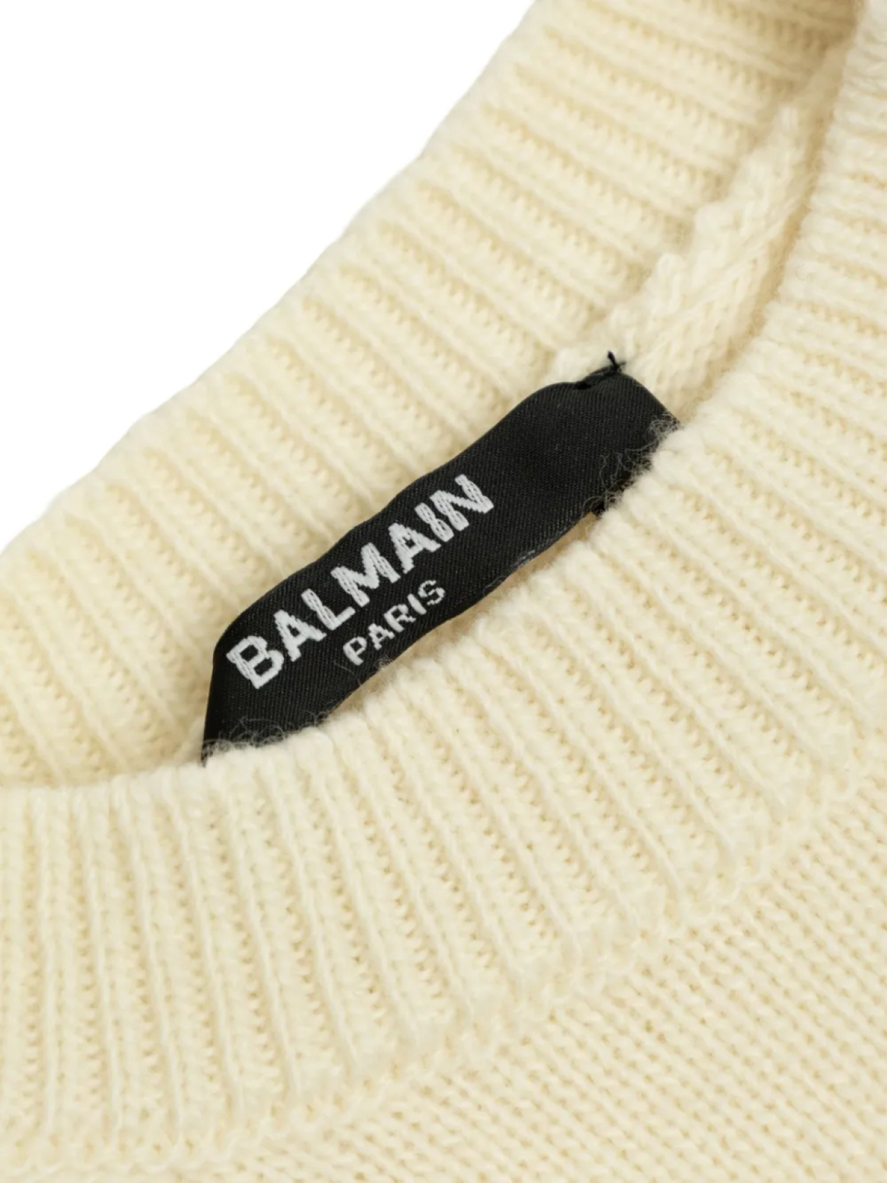 Свитер с круглым вырезом и вышитым логотипом Balmain Kids, нейтральный — фото 3