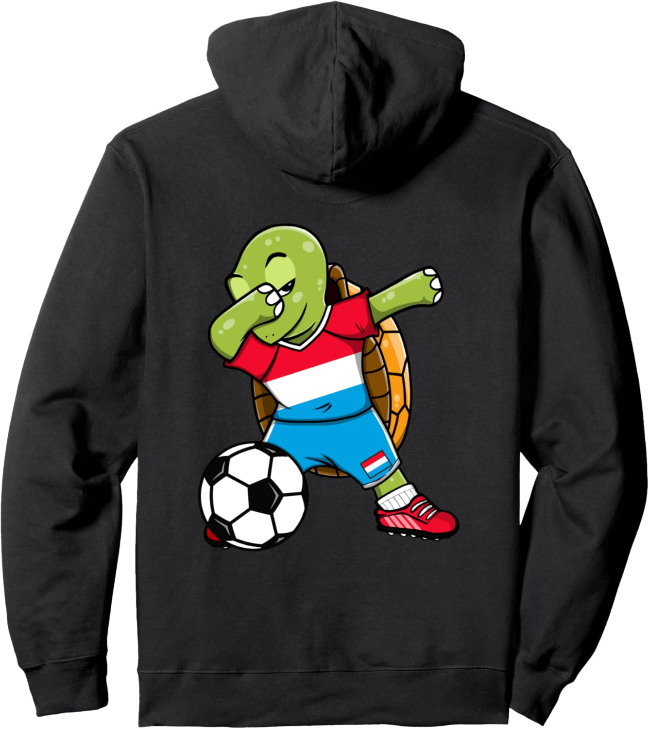 

Забавная черепашка для футболистов, толстовка болельщика футбола Люксембурга, худи с изображением черепахи, танцующей даб, с флагом Люксембурга Teeisle Luxembourg Football, черный