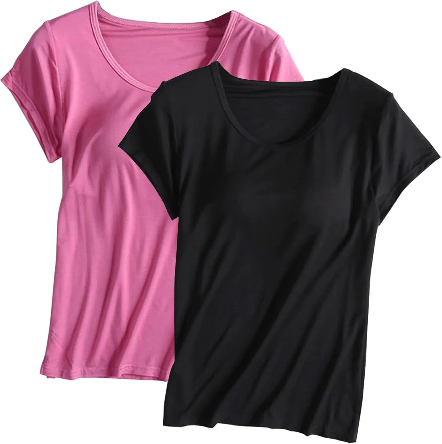 Спортивный топ с встроенным бюстгальтером, 2 шт., Hot Pink+Black