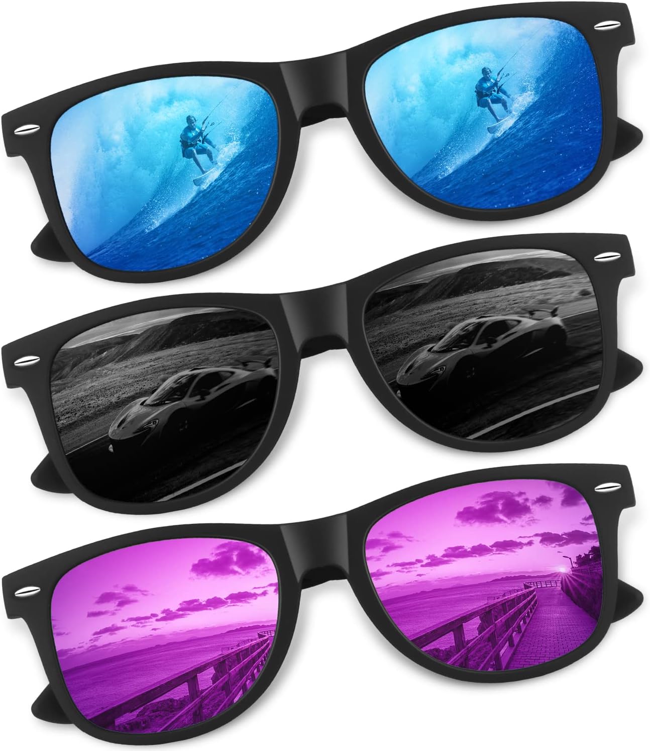 

Поляризованные солнцезащитные очки CGID Retro для мужчин и женщин, легкие, черные, с защитой от УФ-излучения UV400, для вождения, рыбалки и гольфа, 7 Black Grey/Black Blue/Black Purple