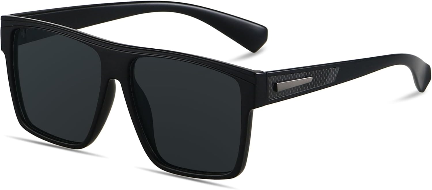 

Солнцезащитные очки ANDWOOD квадратной формы с поляризацией для мужчин и женщин, защита от УФ-излучения, увеличенный размер, плоская верхняя часть, большие очки, модные солнцезащитные очки для вождения, Matte Black