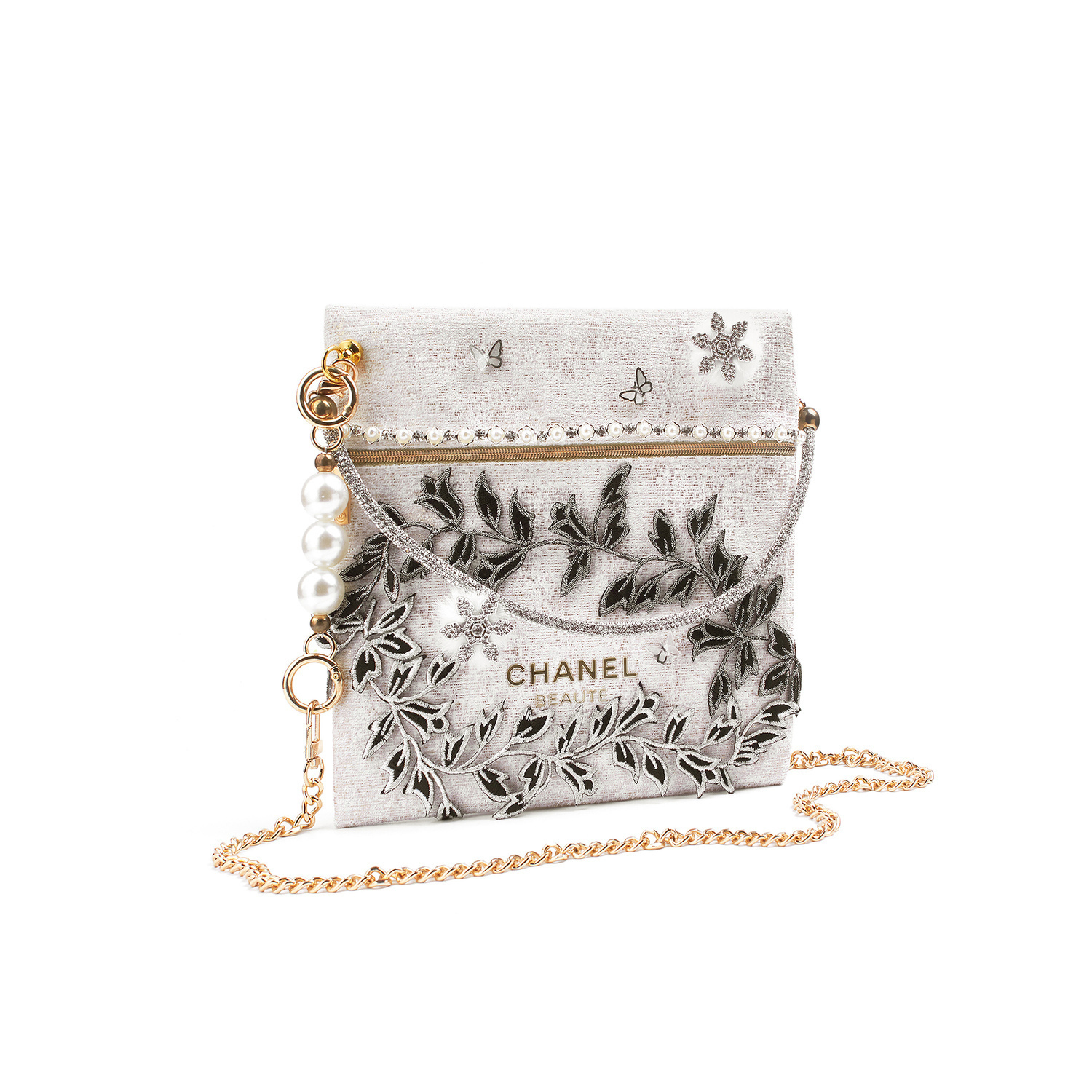 CHANEL [косметичка на заказ] Amber, Radiant Gold Language портативная косметичка для поездок на работу, сумка через плечо — фото 3