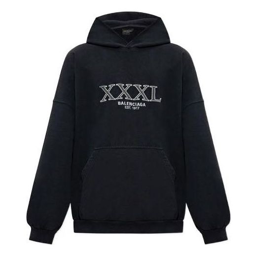 

Худи Balenciaga XXXL Oversized Popover Hoodie 'Black White', черный