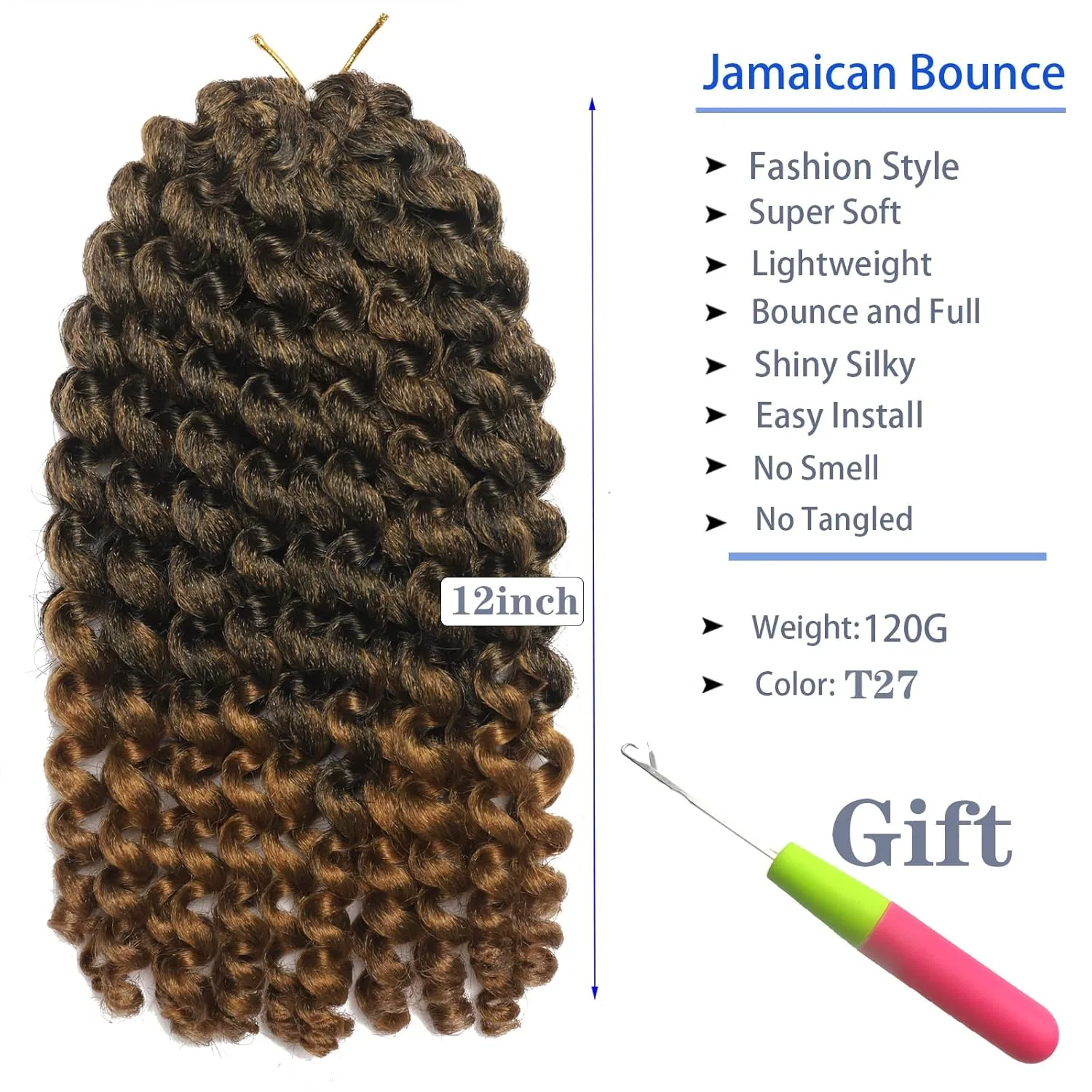 Искусственные волосы для плетения «Jamaican Crochet Hair» 12 дюймов Svolna, T27 — фото 4