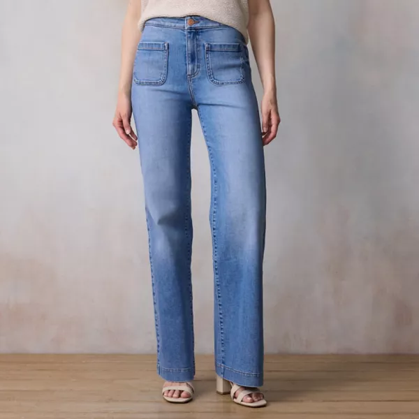 

Женские широкие джинсовые брюки с высокой посадкой Lc Lauren Conrad, цвет med bright blue