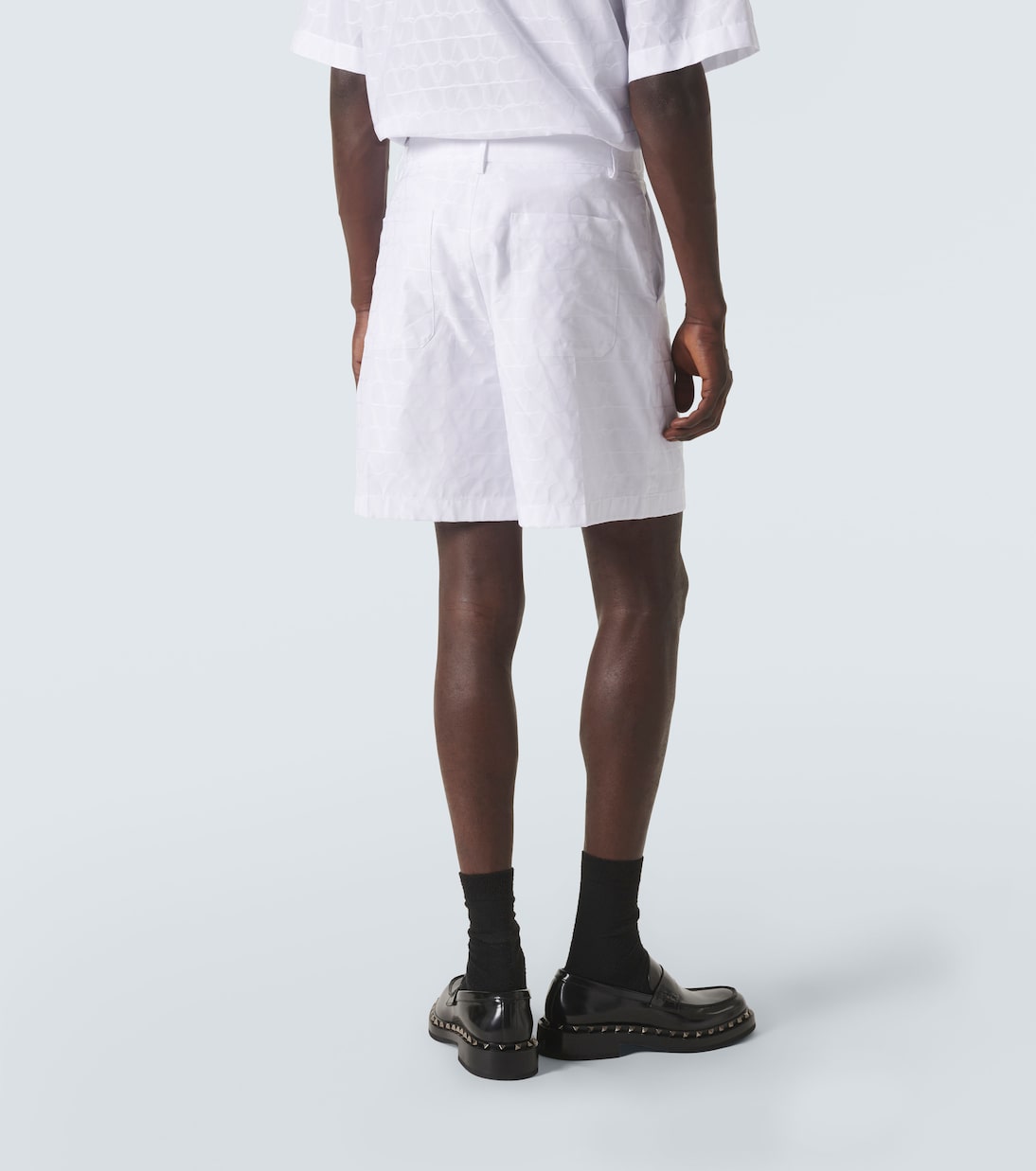 Шорты из жаккардового хлопкового поплина Valentino, St. Toile Iconograph Bianco — фото 4