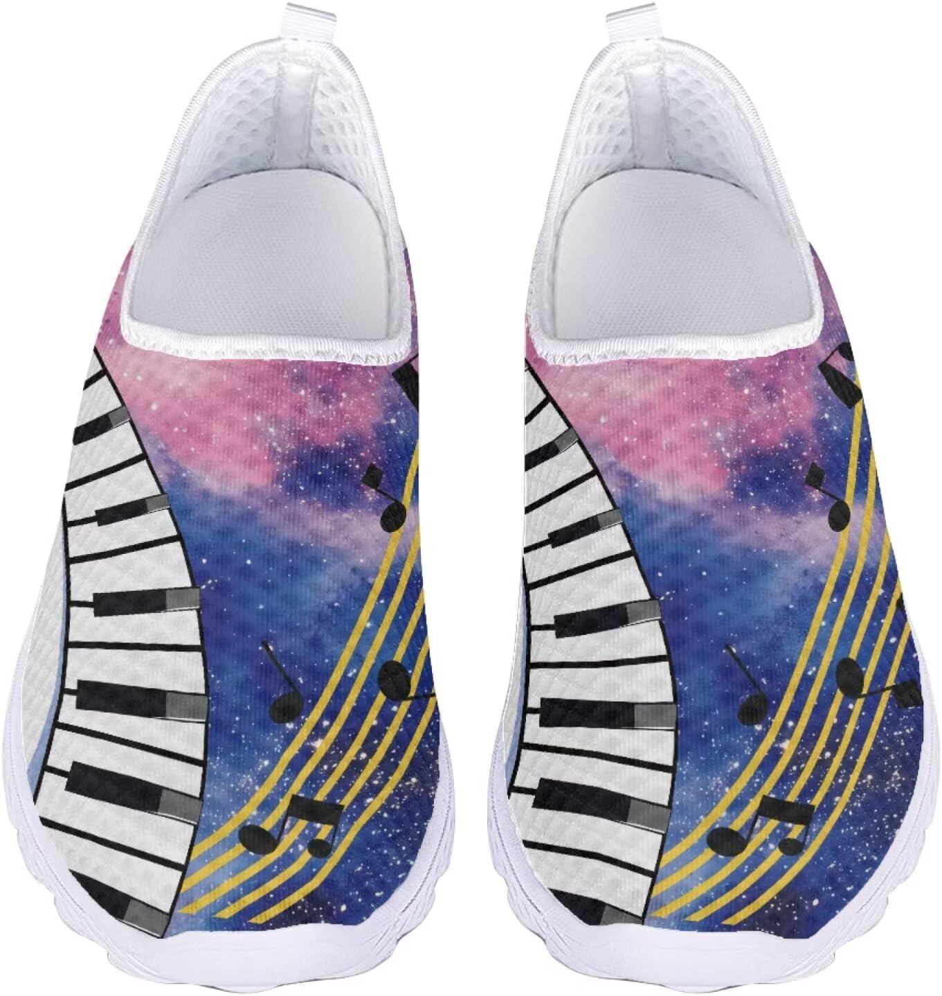 

Кроссовки Jeiento с американским флагом для мужчин и женщин, обувь для бега по дороге, женские и мужские удобные кроссовки для ходьбы, теннисные кроссовки, спортивная обувь, Galaxy Music Notes