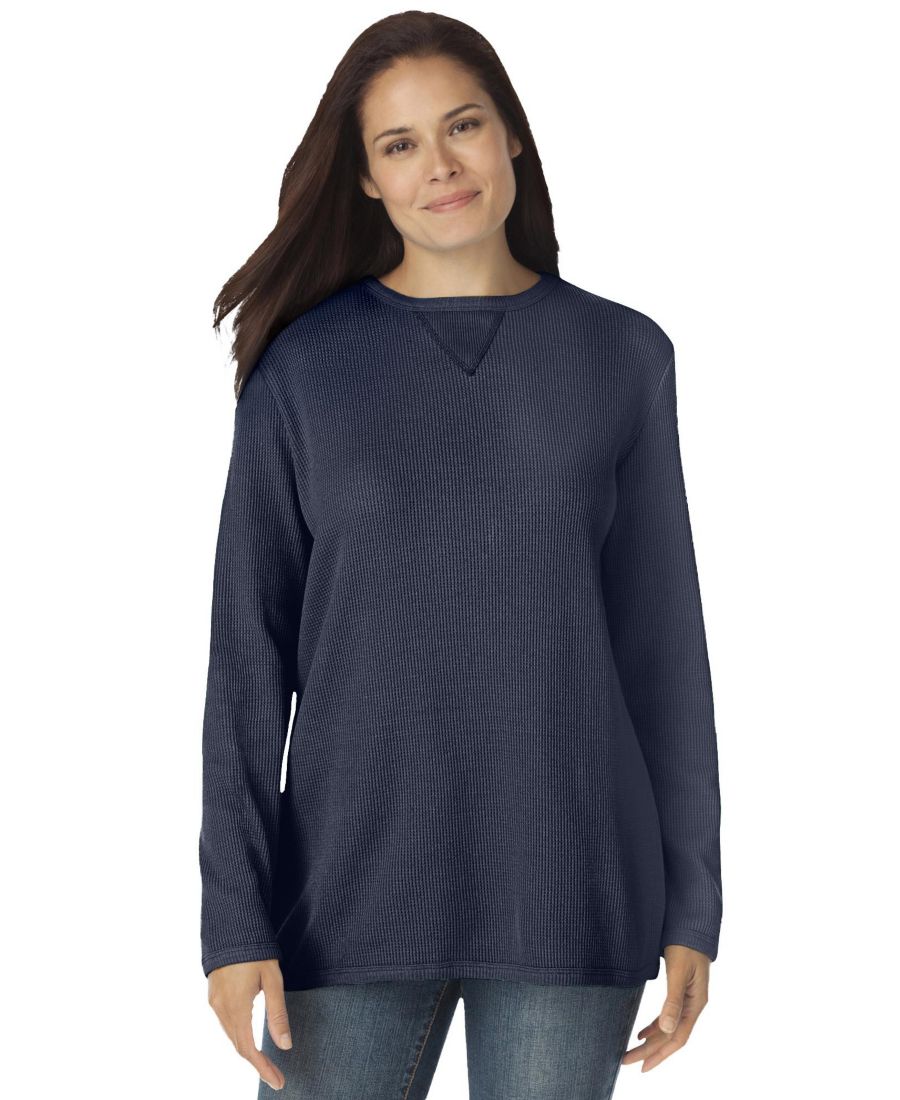 

Термотолстовка Plus Size Within из ультрамягкой вафельной ткани Woman Within, Navy