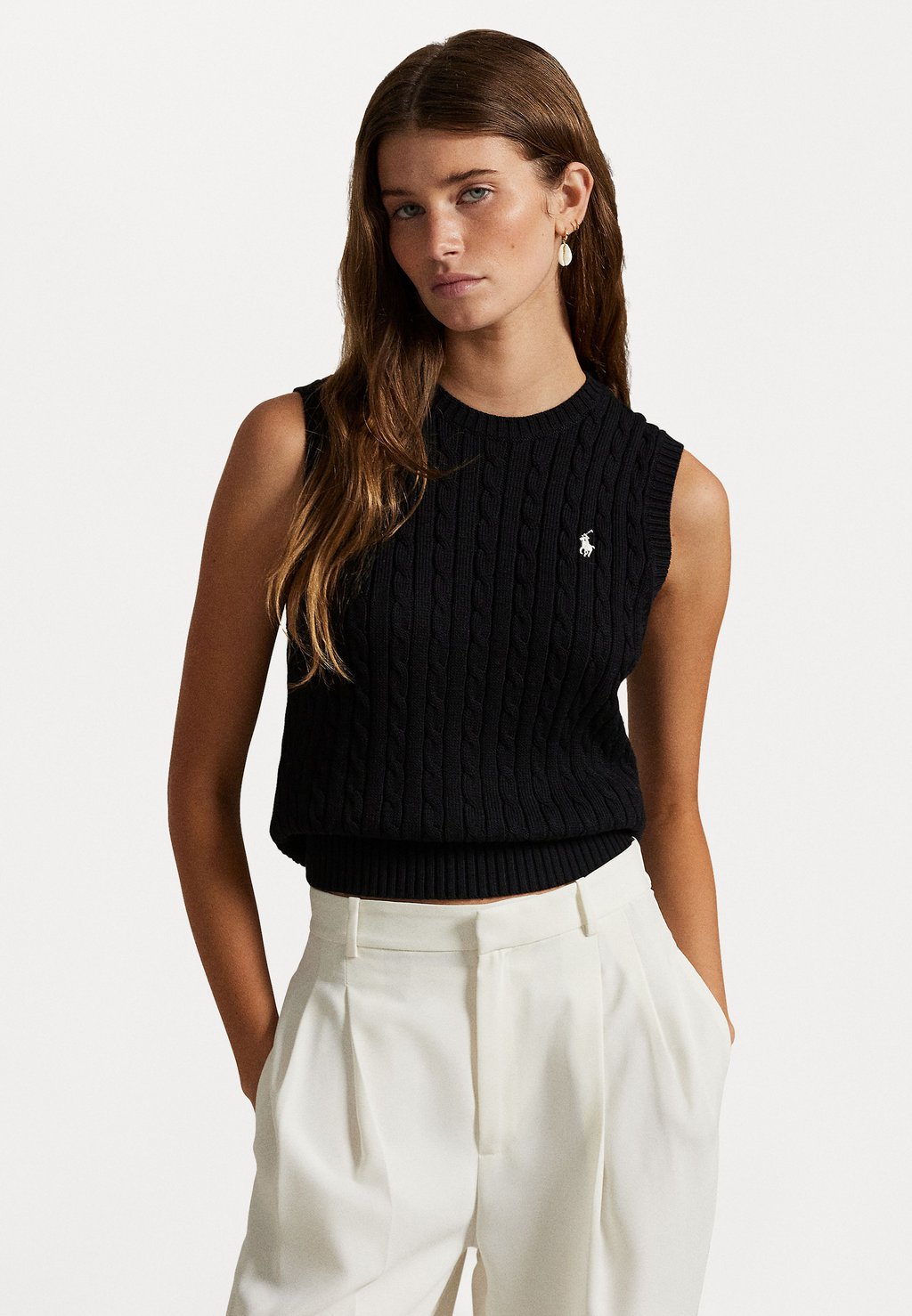 

Топ CABLE KNIT COTTON SWEATER VEST Polo Ralph Lauren, черный