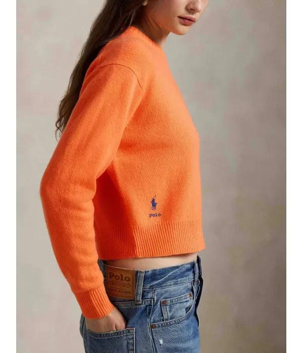 Шерстяной свитер relaxed fit Polo Ralph Lauren, оранжевый — фото 4
