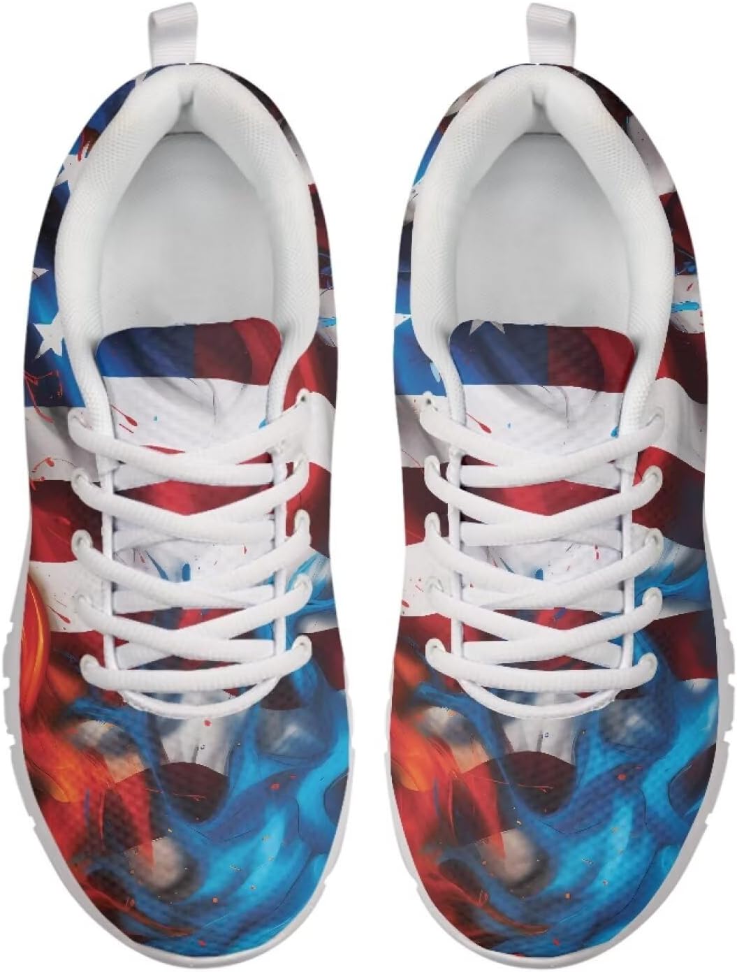

Кроссовки Belidome для ходьбы и бега для женщин и мужчин, легкие, дышащие, с противоскользящей подошвой для повседневной носки и тренировок, Usa Flag Fire