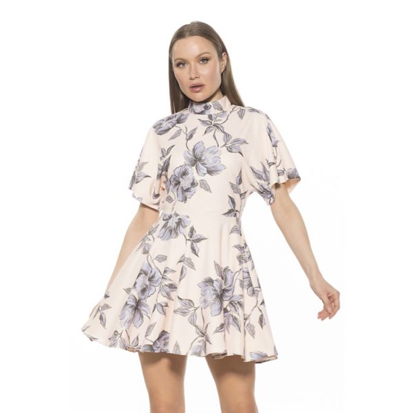 

Женское мини-платье с расклешенным лифом Alexia Admor, цвет blue floral