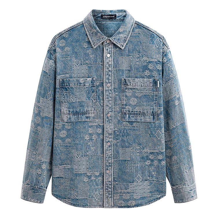 

Рубашка в стиле Old Money в клетку, Unisex PEACEBIRD MEN, denim светло-синий 1
