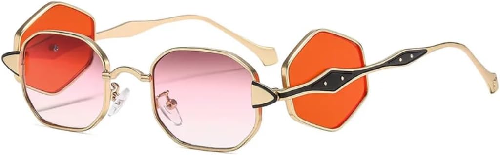 

Женские солнцезащитные очки в стиле панк с квадратными линзами, сексуальные, в металлической оправе, с градиентным покрытием, защита от УФ-излучения UV400 TVTBBVV, Gold-gradientpurple