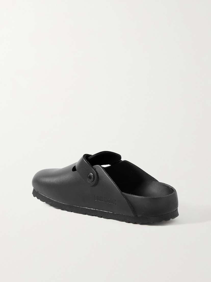 Бостонские кожаные сабо с отделкой из замши Birkenstock, черный — фото 3