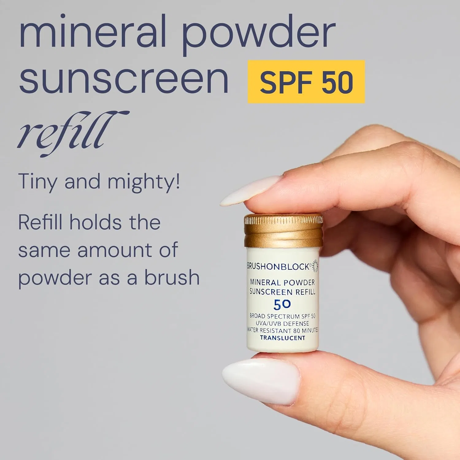 Солнцезащитный минеральный порошок Brush On Block SPF 50, полупрозрачный, сменный блок — фото 2