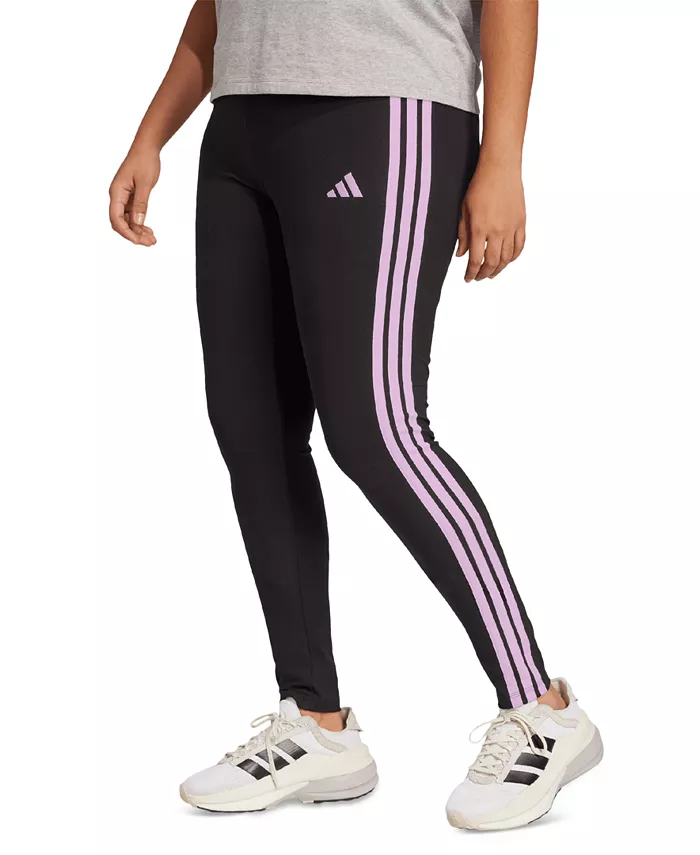 

Эластичные хлопковые леггинсы Plus Size Essentials с тремя полосками adidas, черный