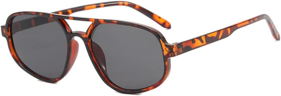 

Ретро-солнцезащитные очки с двойной перемычкой 2027 года для мужчин, простые и легкие, для женщин, модные солнцезащитные очки с защитой от УФ-излучения UV400 MTZJH, Leopard Grey