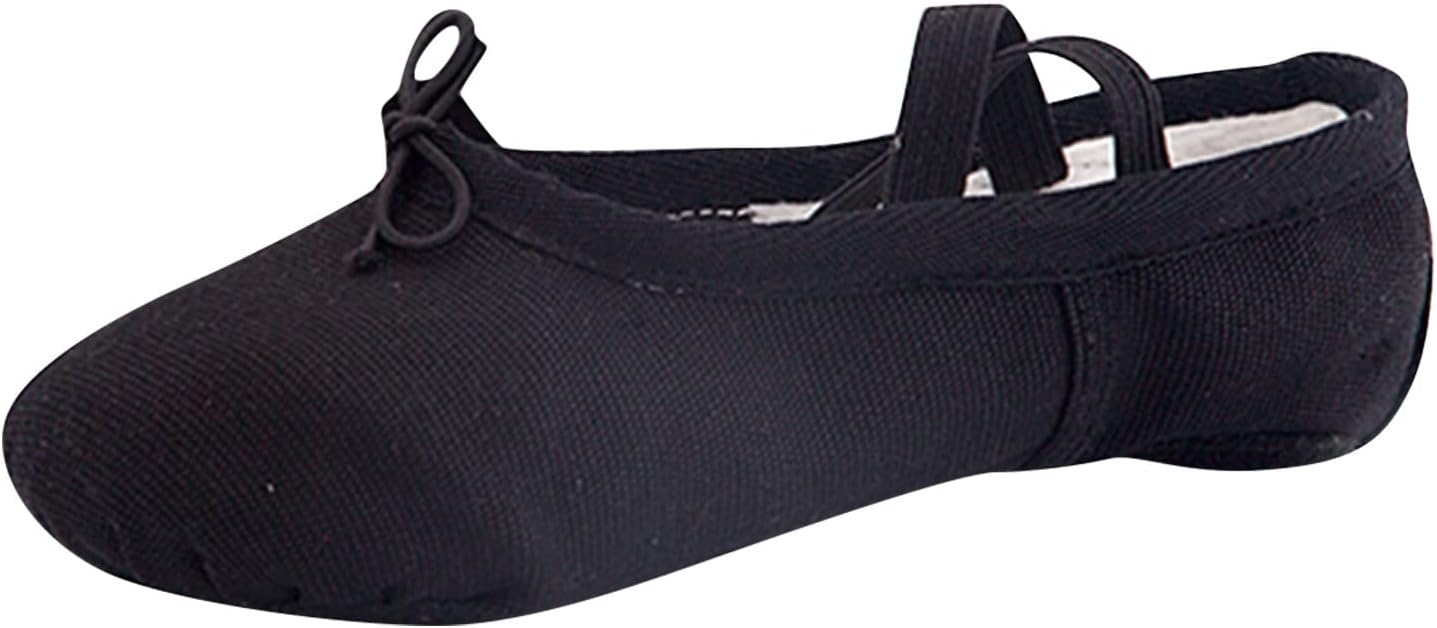 

Балетные туфли для девочек, детские слипоны с кожаной подошвой, тканевые балетки для танцев, йоги и тренировок в зале Generic, черный