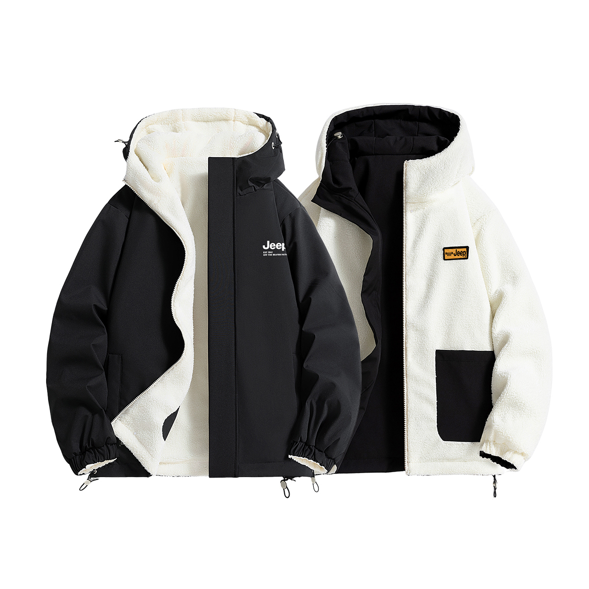 

Пуховик Unisex Hooded Thickened Reversible Jeep, pure черный