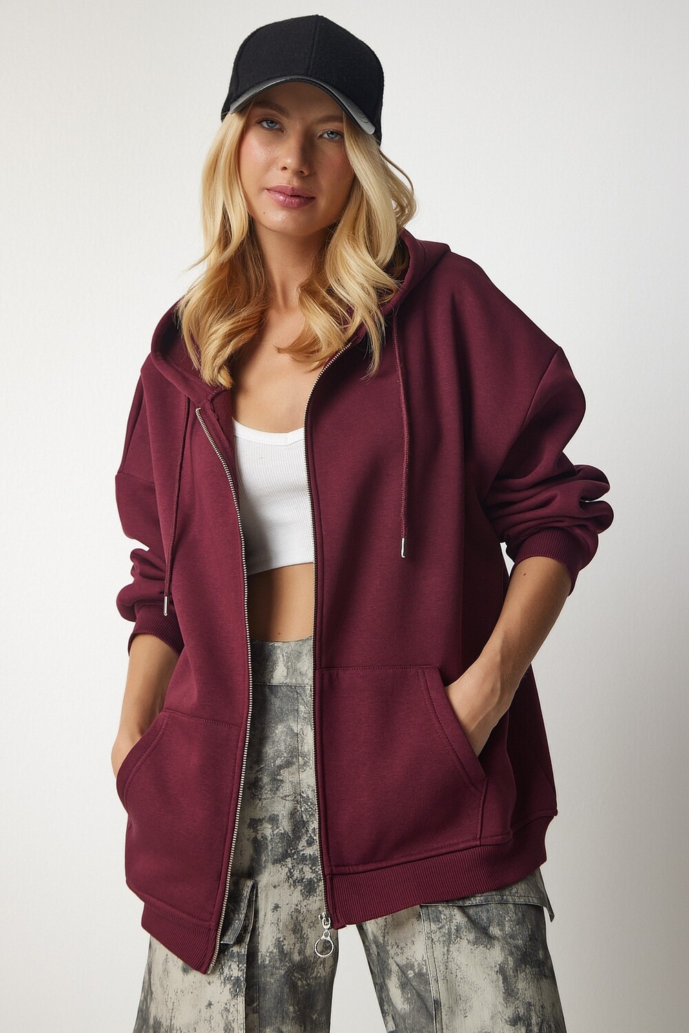 

Толстовка - Бордовый - Oversize Happiness İstanbul, Красный, Толстовка - Бордовый - Oversize Happiness İstanbul